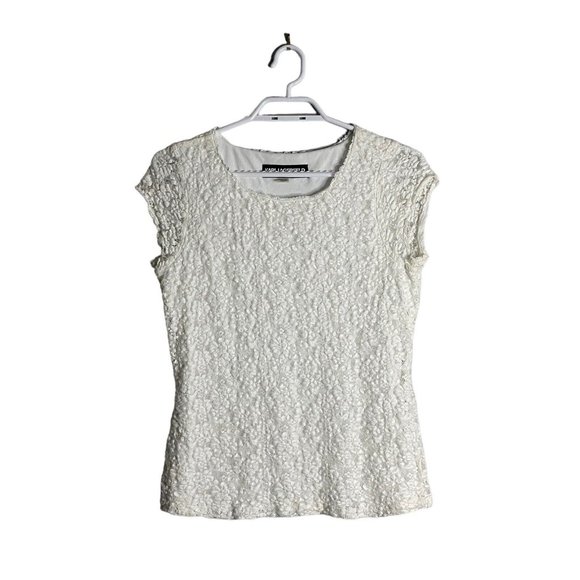 Karl Lagerfeld Tops - Karl Lagerfeld Paris Women's White Short Sleeve Lace Top